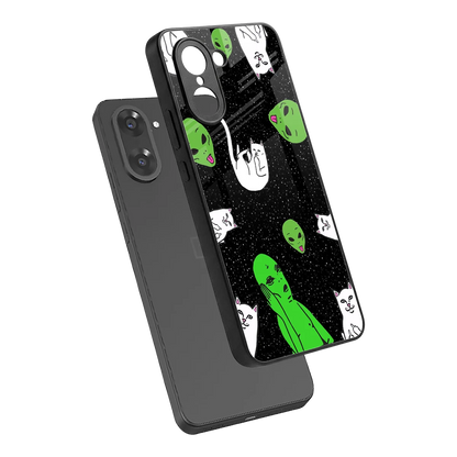 Space Kitty sleek oneplus nord ce5 5g cover with tempered glass back and TPU edges