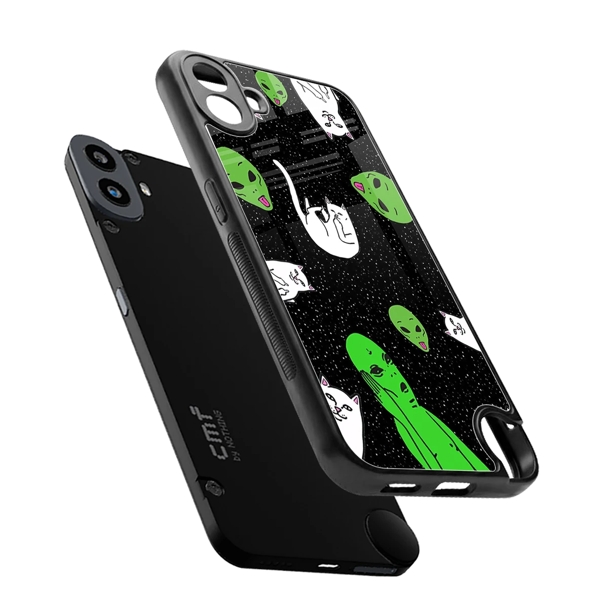 Space Kitty sleek cmf nothing phone 1 cover with tempered glass back and TPU edges