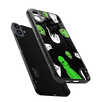 Space Kitty sleek cmf nothing phone 1 cover with tempered glass back and TPU edges