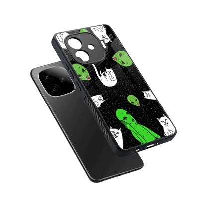 Space Kitty sleek iqoo neo 10r 5g cover with tempered glass back and TPU edges