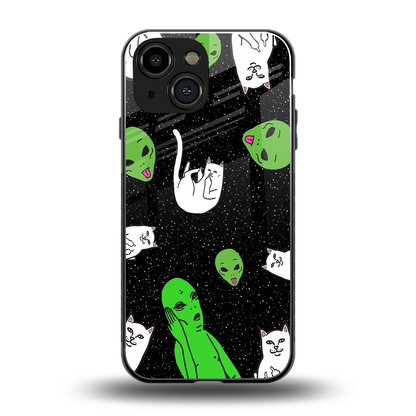 Space Kitty back phone cover | glass case for iphone 13 mini