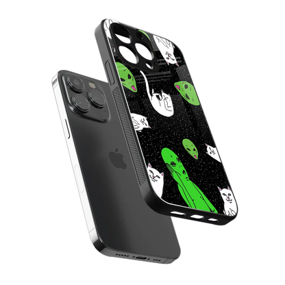 Space Kitty sleek iphone 14 pro max cover with tempered glass back and TPU edges