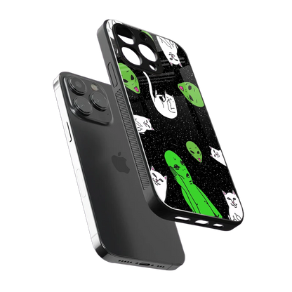 Space Kitty sleek iphone 13 pro cover with tempered glass back and TPU edges