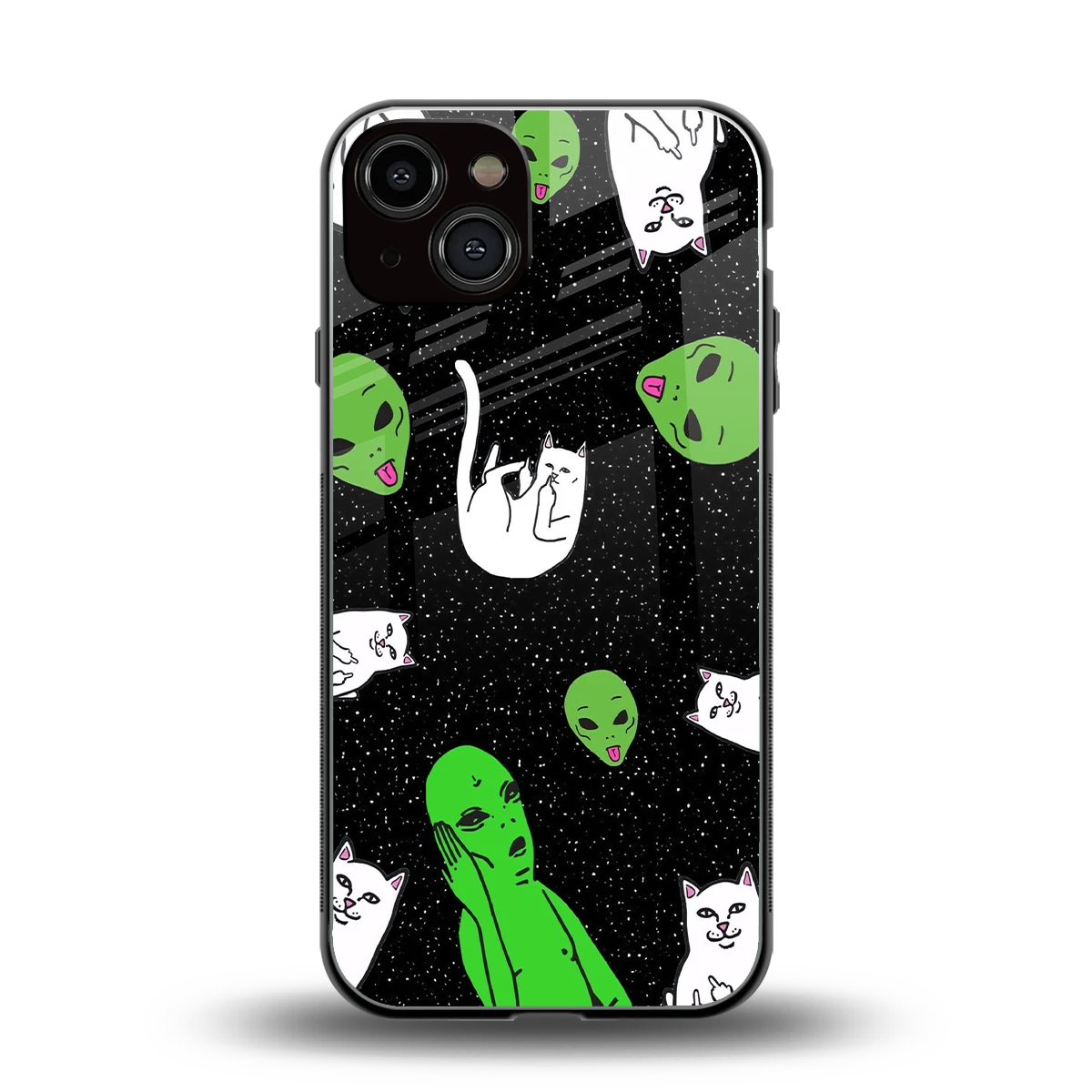 Space Kitty back phone cover | glass case for iphone 14