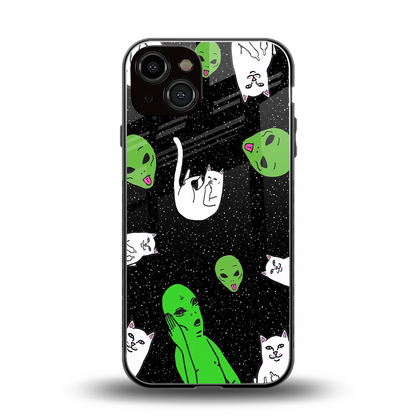 Space Kitty back phone cover | glass case for iphone 14