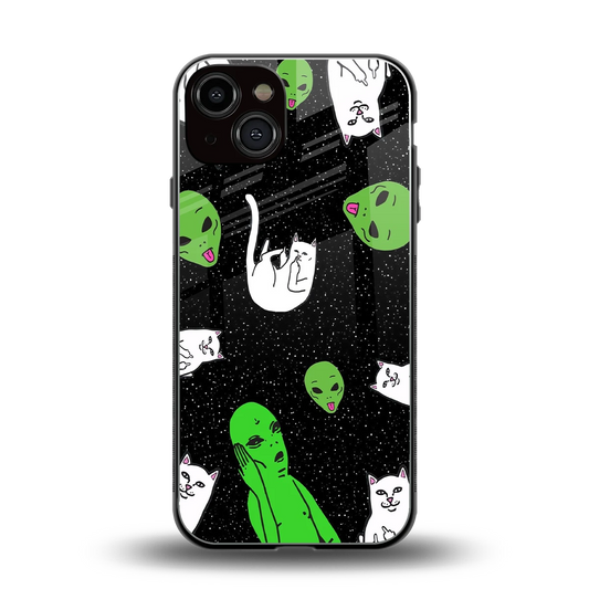 Space Kitty back phone cover | glass case for iphone 14