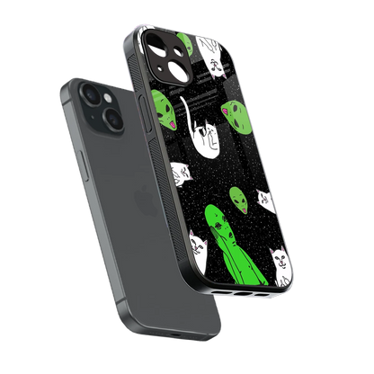 Space Kitty sleek iphone 13 cover with tempered glass back and TPU edges