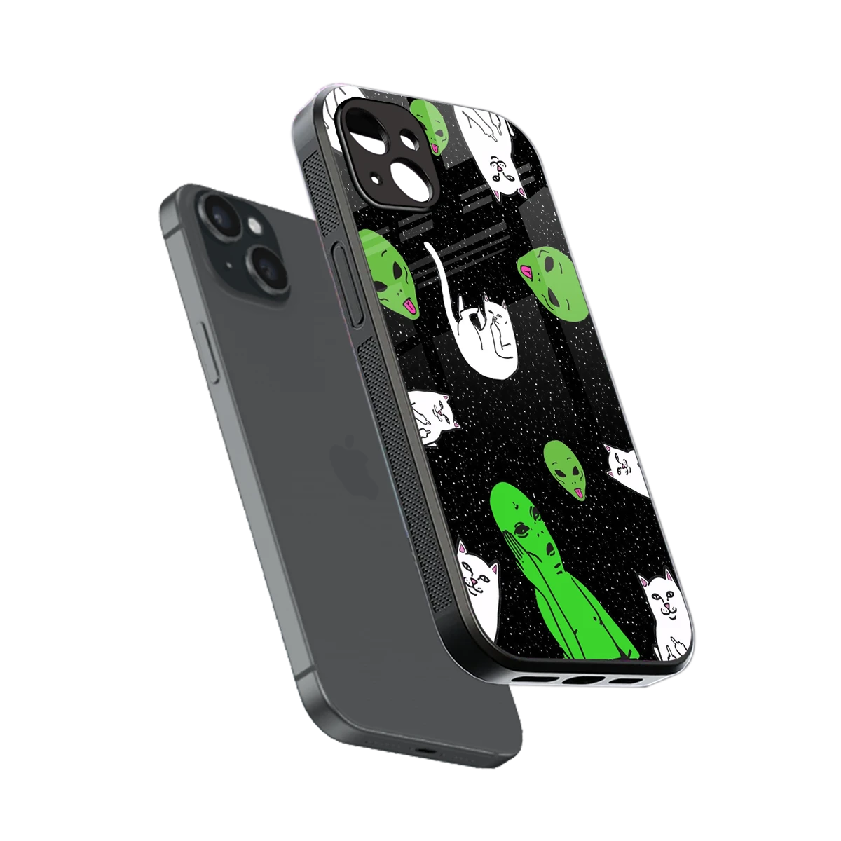 Space Kitty sleek iphone 14 plus cover with tempered glass back and TPU edges