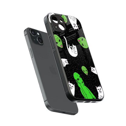 Space Kitty sleek iphone 14 plus cover with tempered glass back and TPU edges