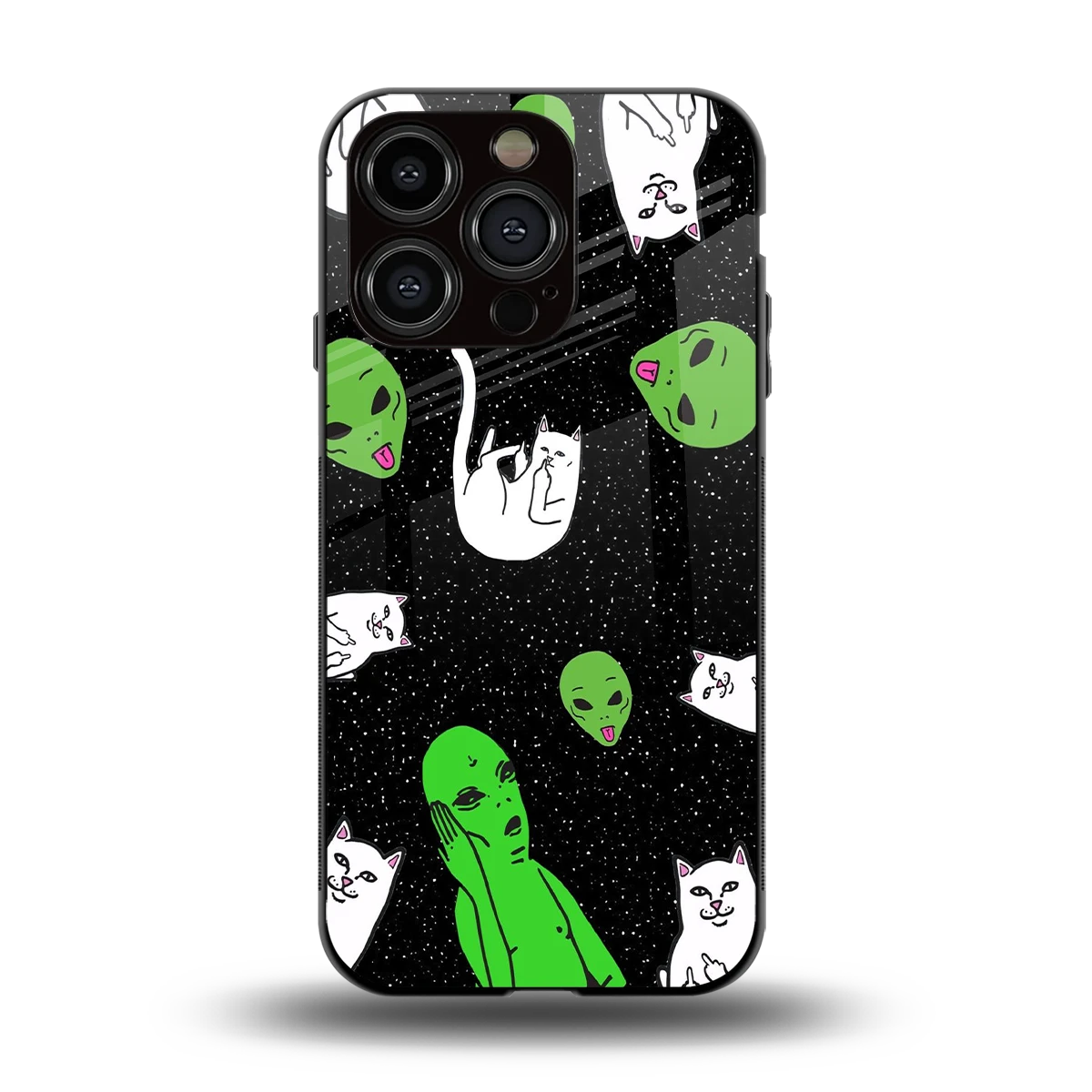 Space Kitty back phone cover | glass case for iphone 15 pro