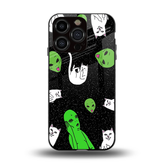 Space Kitty back phone cover | glass case for iphone 15 pro