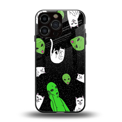 Space Kitty back phone cover | glass case for iphone 16 pro max