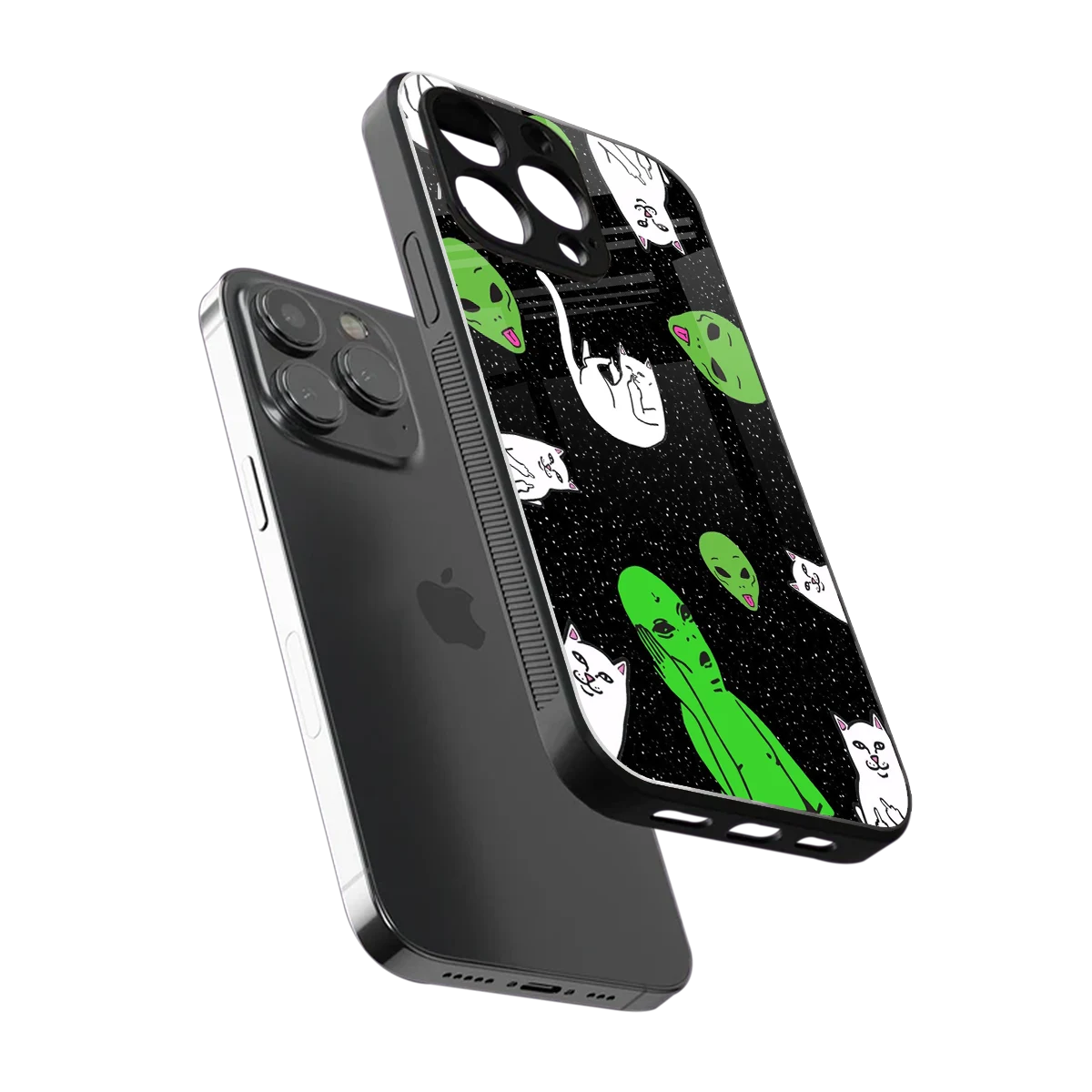 Space Kitty sleek iphone 16 pro max cover with tempered glass back and TPU edges