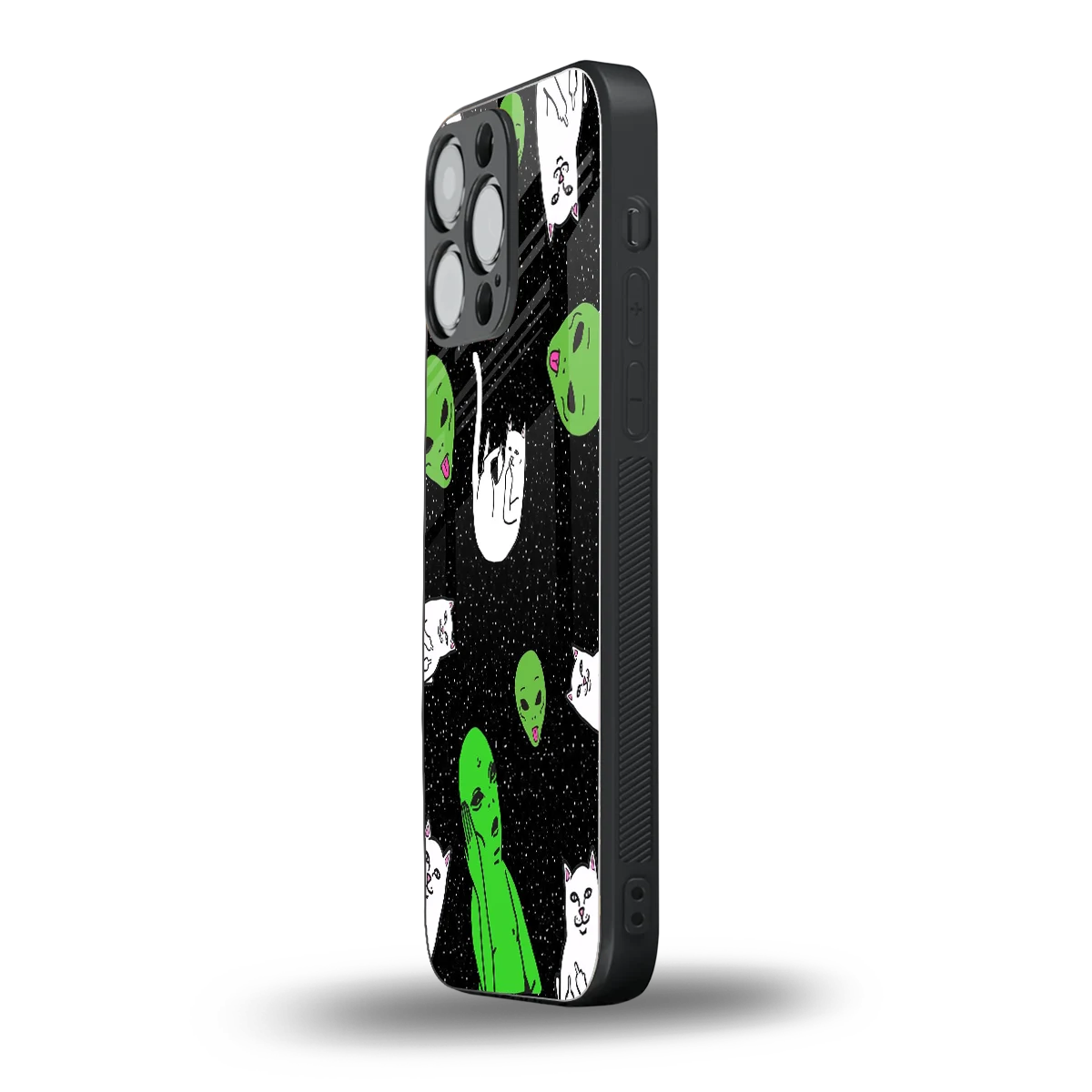 Space Kitty iphone 16 pro max mobile cover | shockproof glass phone case