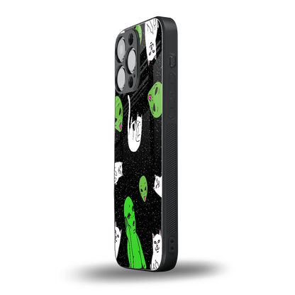 Space Kitty iphone 16 pro max mobile cover | shockproof glass phone case