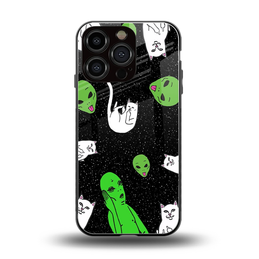 Space Kitty back phone cover | glass case for iphone 16 pro