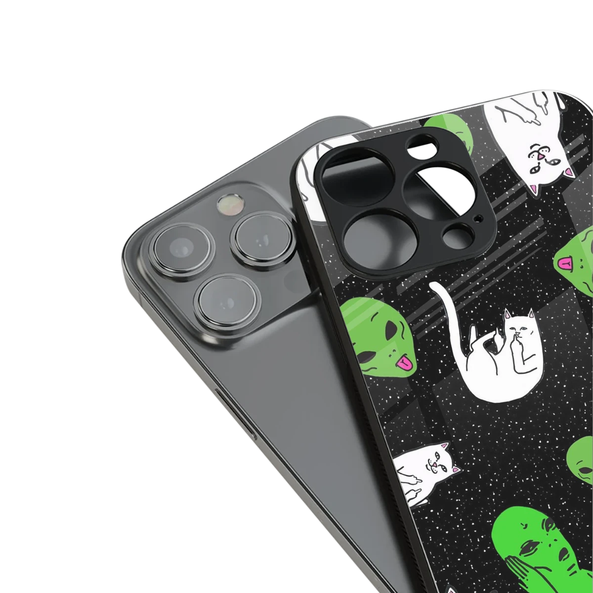 Space Kitty stylish phone case for iphone 15 pro max | glossy glass and slim fit