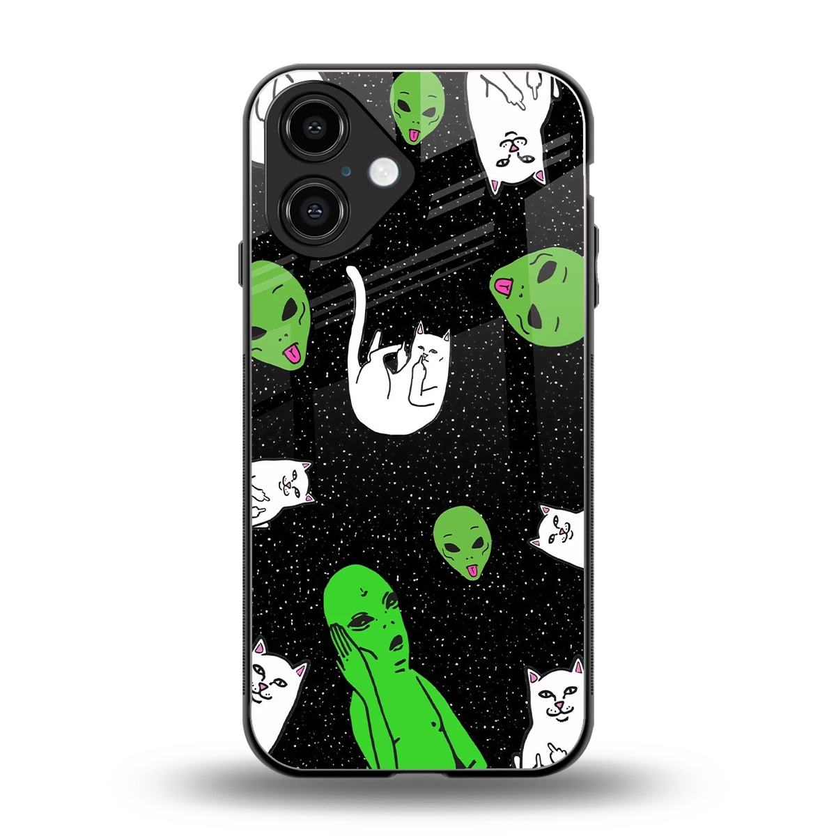 Space Kitty back phone cover | glass case for iphone 16