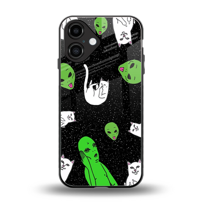 Space Kitty back phone cover | glass case for iphone 16