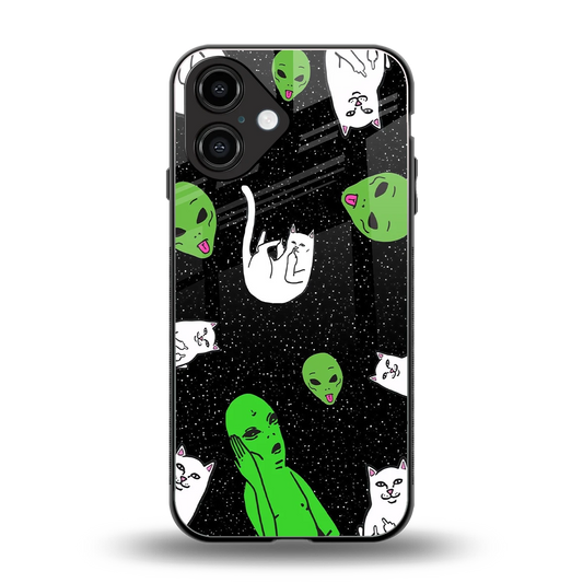 Space Kitty back phone cover | glass case for iphone 16