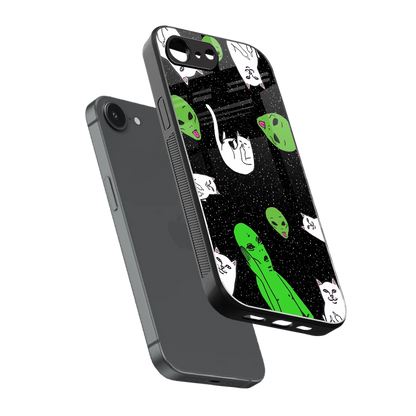 Space Kitty sleek iphone 16e cover with tempered glass back and TPU edges