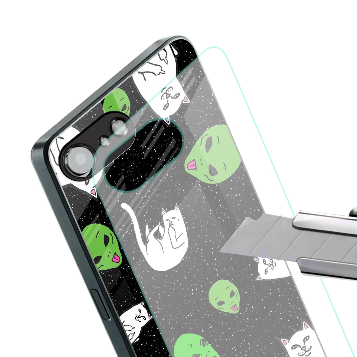 Space Kitty stylish phone case for iphone 17e | glossy glass and slim fit