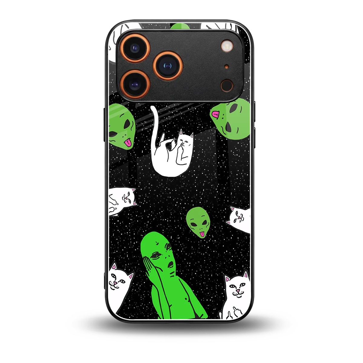 Space Kitty back phone cover | glass case for iphone 17 pro