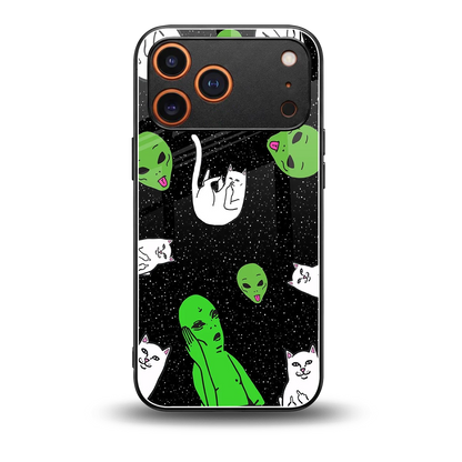 Space Kitty back phone cover | glass case for iphone 17 pro
