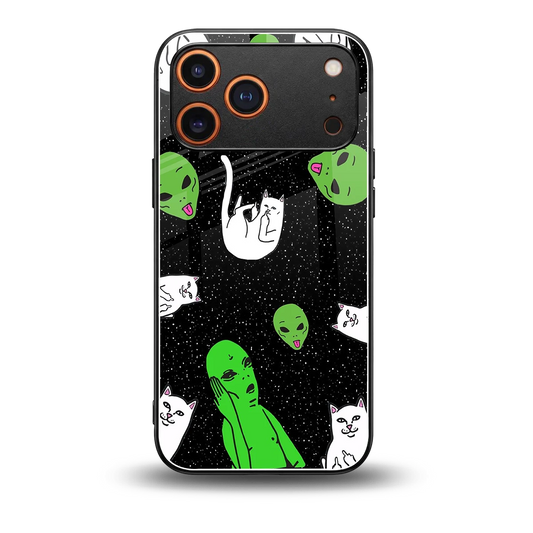 Space Kitty back phone cover | glass case for iphone 17 pro max