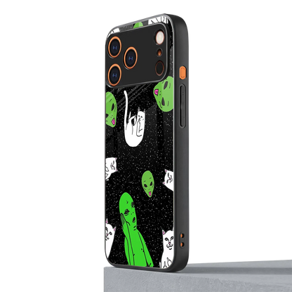 Space Kitty iphone 17 pro mobile cover | shockproof glass phone case