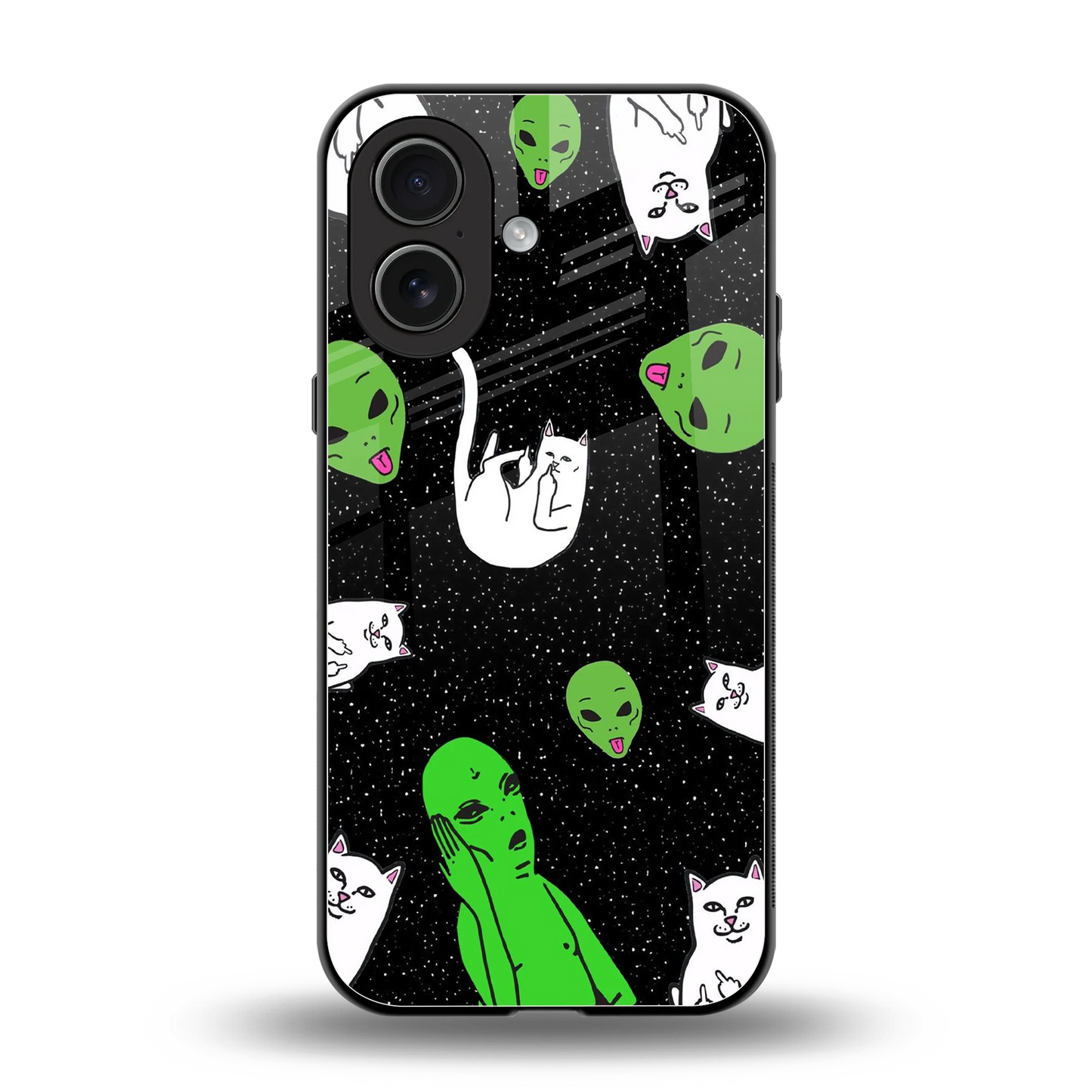 Space Kitty back phone cover | glass case for iphone 17