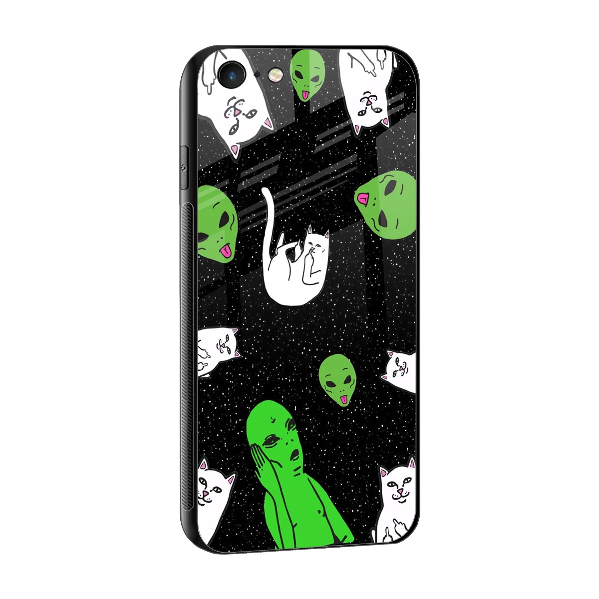 Space Kitty sleek iphone 6s plus cover with tempered glass back and TPU edges