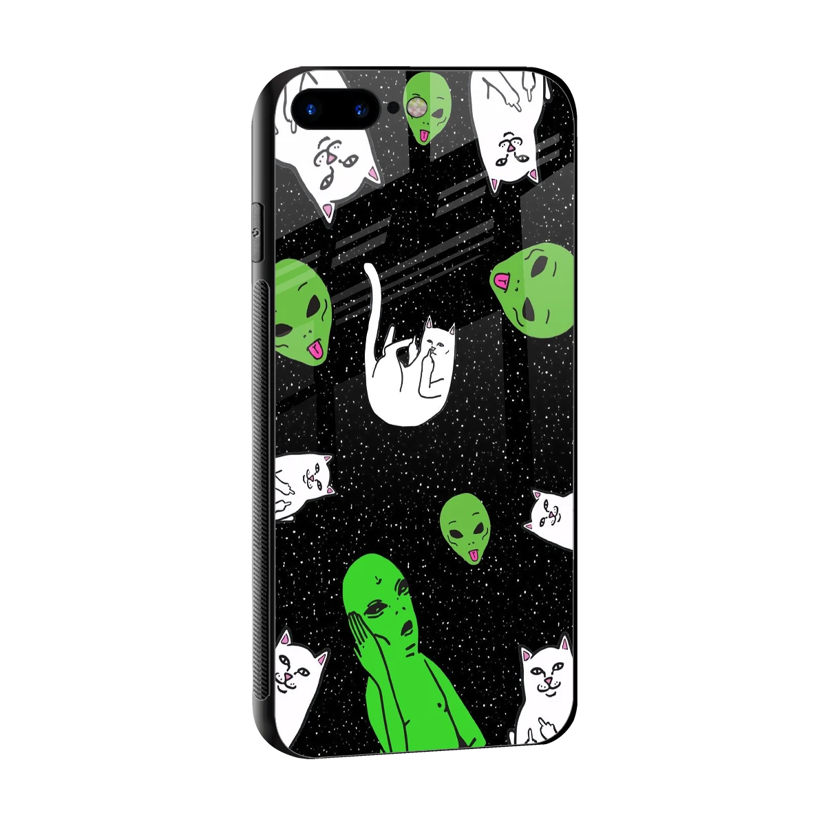 Space Kitty sleek iphone 8 plus cover with tempered glass back and TPU edges