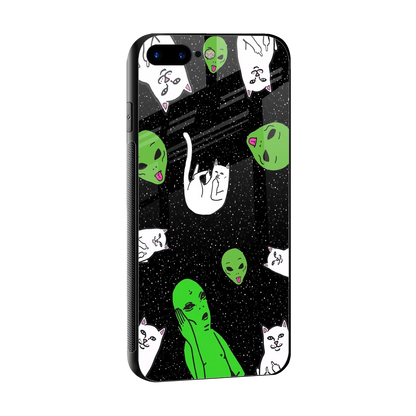 Space Kitty sleek iphone 8 plus cover with tempered glass back and TPU edges