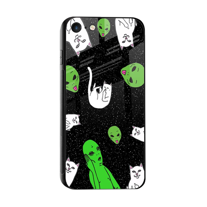 Space Kitty sleek iphone 7 cover with tempered glass back and TPU edges