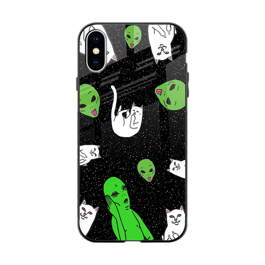 Space Kitty back phone cover | glass case for iphone xs
