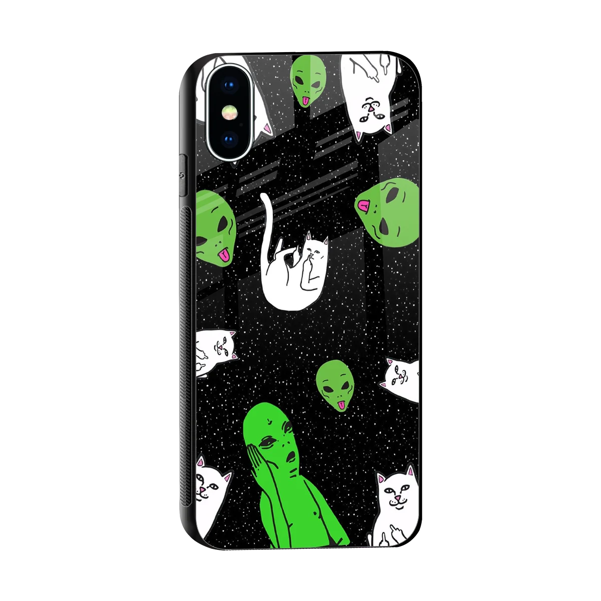 Space Kitty sleek iphone x cover with tempered glass back and TPU edges