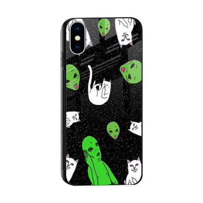 Space Kitty sleek iphone x cover with tempered glass back and TPU edges