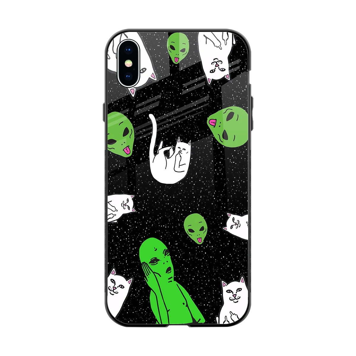 Space Kitty back phone cover | glass case for iphone xs max