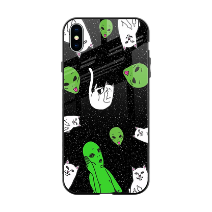 Space Kitty back phone cover | glass case for iphone xs max