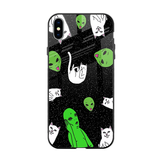 Space Kitty back phone cover | glass case for iphone xs max
