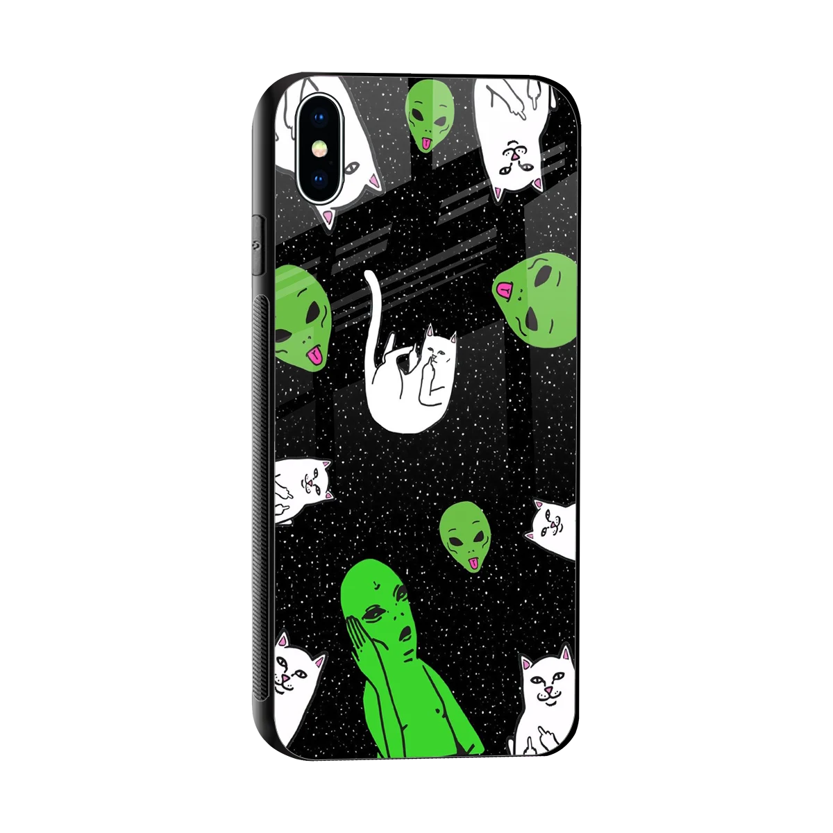 Space Kitty sleek iphone xs max cover with tempered glass back and TPU edges