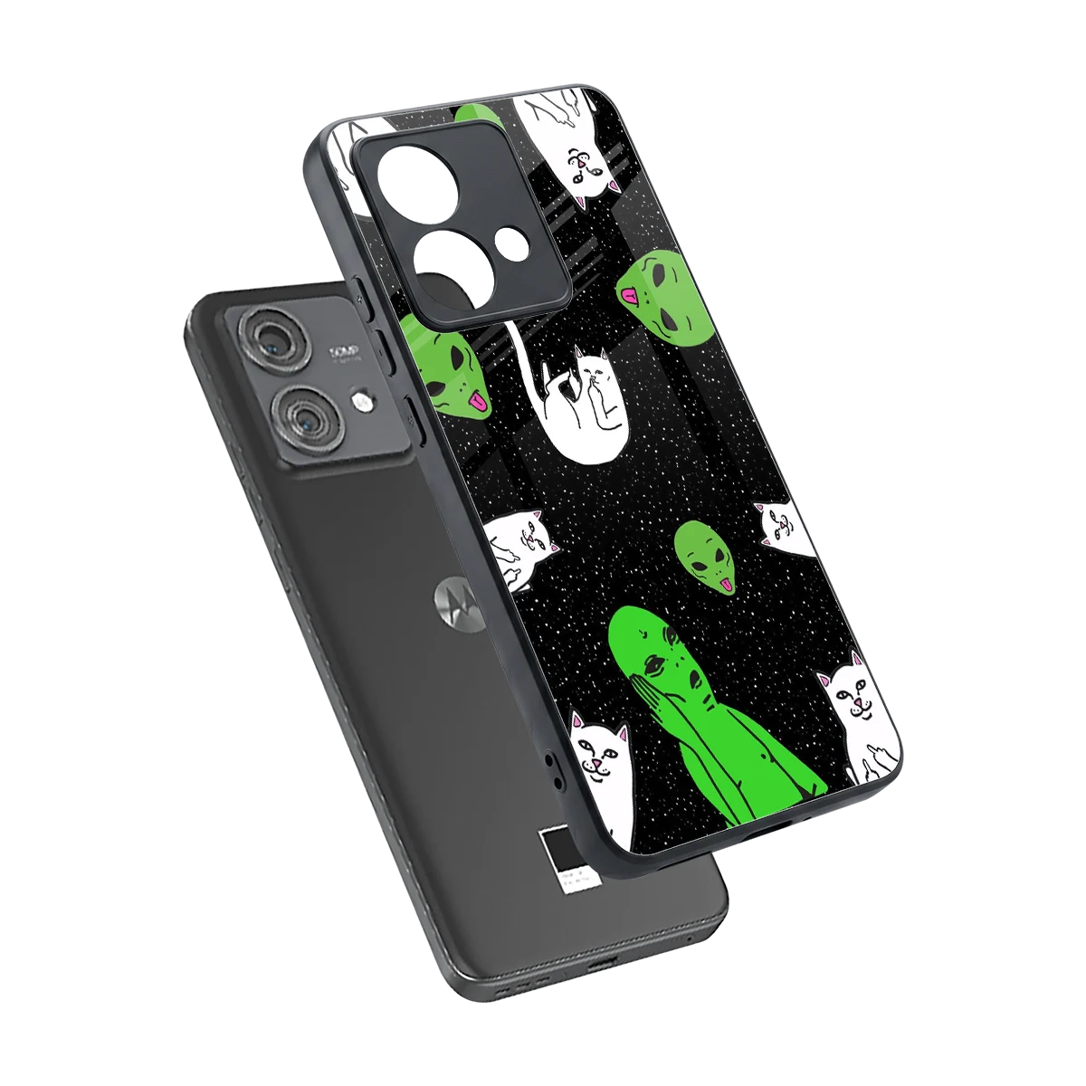 Space Kitty sleek motorola edge 40 neo 5g cover with tempered glass back and TPU edges