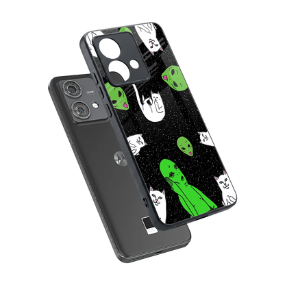 Space Kitty sleek motorola edge 40 neo 5g cover with tempered glass back and TPU edges