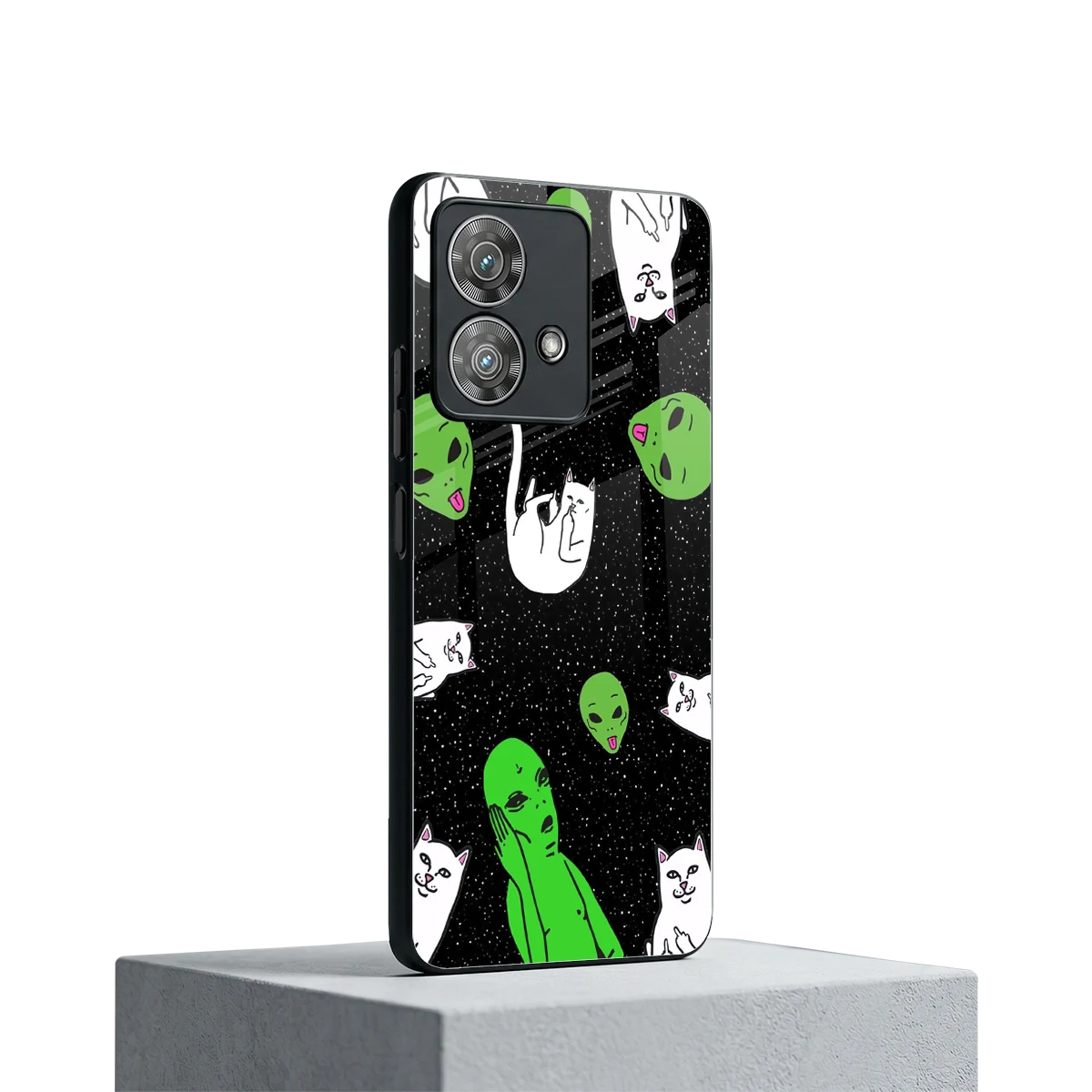 Space Kitty motorola edge 40 neo 5g mobile cover | shockproof glass phone case