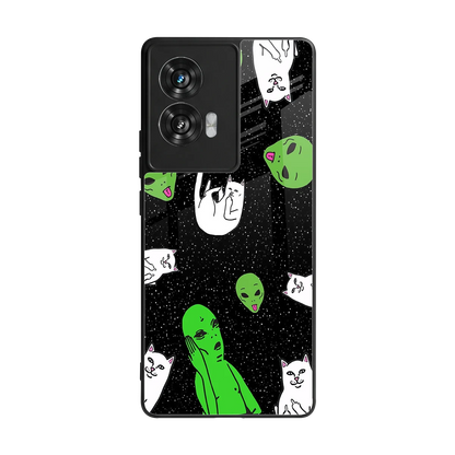 Space Kitty back phone cover | glass case for motorola edge 50 fusion