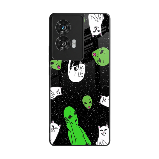 Space Kitty back phone cover | glass case for motorola edge 50 fusion