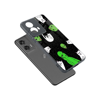 Space Kitty sleek motorola edge 50 fusion cover with tempered glass back and TPU edges
