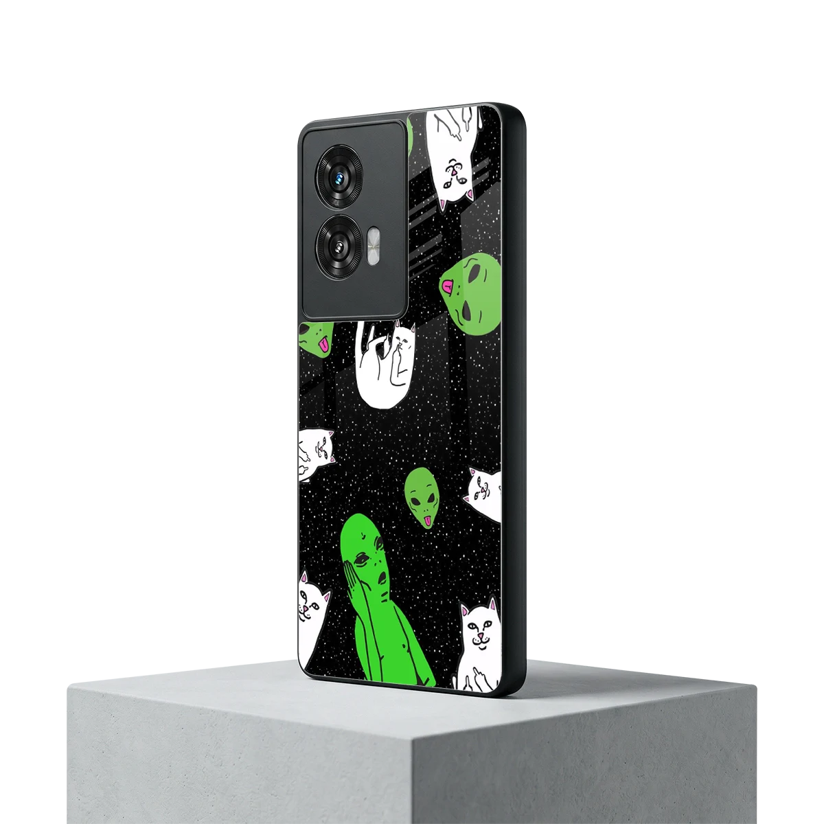 Space Kitty motorola edge 50 fusion mobile cover | shockproof glass phone case