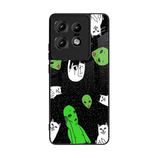 Space Kitty back phone cover | glass case for motorola edge 50 pro